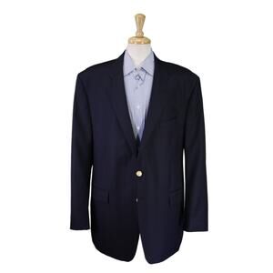 Lauren Ralph Lauren Mens Navy Blue Gold Metal Buttons Wool Blazer 50L